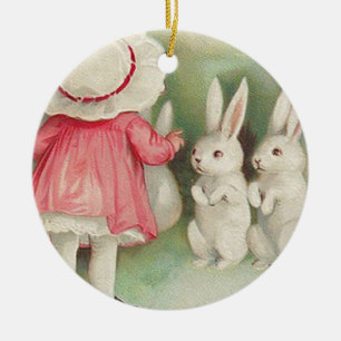 Bunny Rabbits Easter Greeting Keramisch Ornament