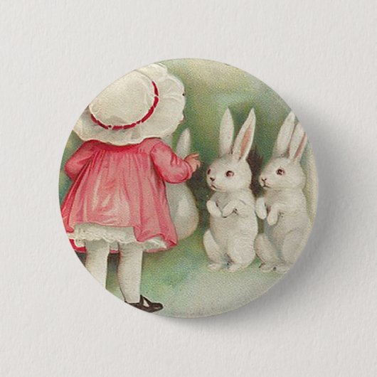  Bunny Rabbits Easter Greeting Ronde Button 5,7 Cm (Voorkant)