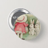  Bunny Rabbits Easter Greeting Ronde Button 5,7 Cm (Voorkant /achterkant)
