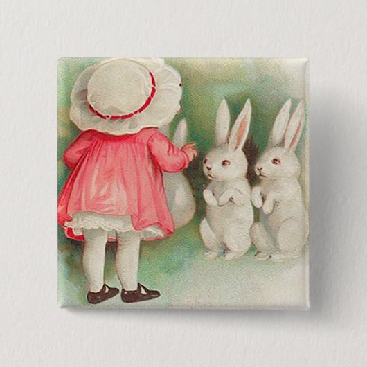 Bunny Rabbits Easter Greeting Vierkante Button 5,1 Cm (Voorkant)
