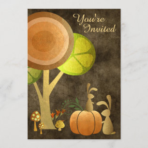 Bunny Rabbits Gold Herfst Baby shower Uitnodiging