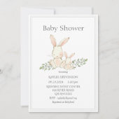 Bunny Rabbits Green Modern Baby shower Invitation Kaart (Voorkant)