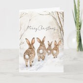 Bunny Rabbits in Snow Christmas Kaart (Voorkant)