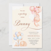 Bunny Rabbits met Blauwe Roze Ballon Geslacht Kaart (Voorkant)