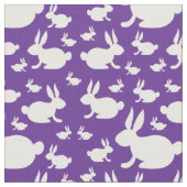 Bunny Rabbits Paars White Fabric Stof (Close Up)