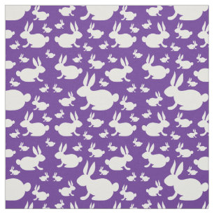 Bunny Rabbits Paars White Fabric Stof