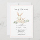 Bunny Rabbits Pink Modern Baby shower Kaart (Voorkant)