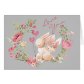 Bunny Rabbits Pink Wreath Romantic Valentijn (Voorkant Horizontaal)