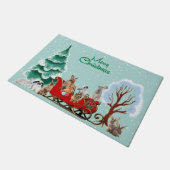 Bunny Rabbits Santa Sled Holiday Doormat Deurmat (Schuin)