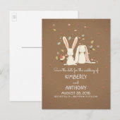 Bunny Rabbits Schattige Paar Bewaar De Datum Aankondigingskaart (Voorkant / Achterkant)