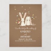 Bunny Rabbits Schattige Paar Bewaar De Datum Aankondigingskaart (Voorkant)