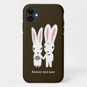 Bunny Rabbits Wedding Couple met tekst Case-Mate iPhone Case