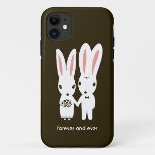 Bunny Rabbits Wedding Couple met tekst Case-Mate iPhone Case