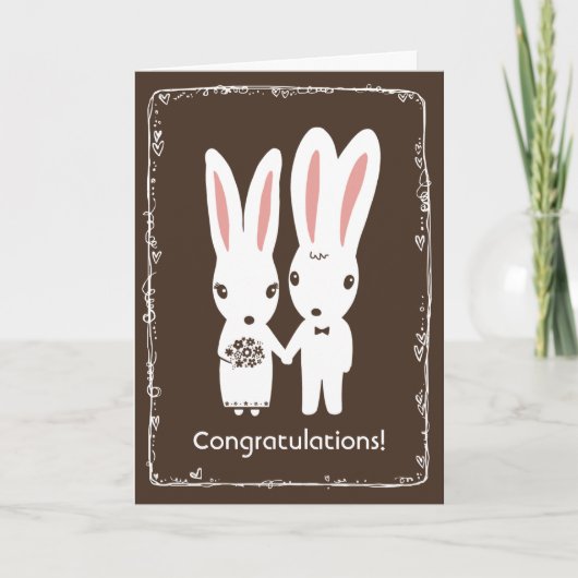 Bunny Rabbits Wedding Gefeliciteerd Kaart (Voorkant)