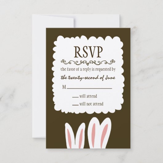 Bunny Rabbits Wedding RSVP Kaartje (Voorkant)