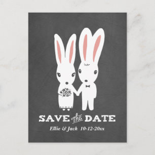 Bunny Rabbits Wedding Save the Date Aankondigingskaart
