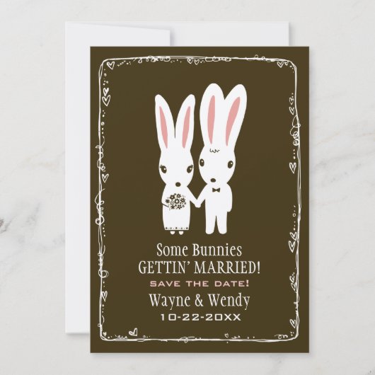 Bunny Rabbits Wedding Save the Date Announounding (Voorkant)