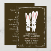 Bunny Rabbits Wedding Save the Date Announounding (Voorkant / Achterkant)