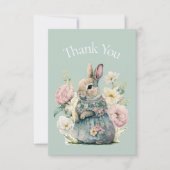 Bunny RabbitWatercolor Green Baby shower Dank je Bedankkaart (Voorkant)