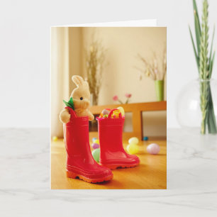 Bunny Rain Boots PaasKaart Feestdagen Kaart