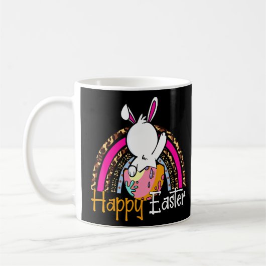 Bunny Rainbow Happy Paaster Day Funny Bunny Koffiemok (Links)