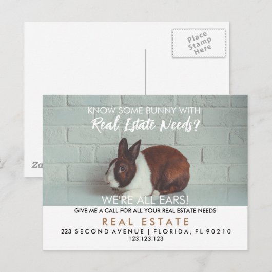 bunny referrals onroerend goed easter aankondigingskaart (Voorkant / Achterkant)