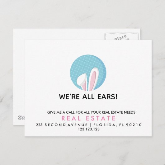 bunny referrals onroerend goed easter aankondigingskaart (Voorkant / Achterkant)