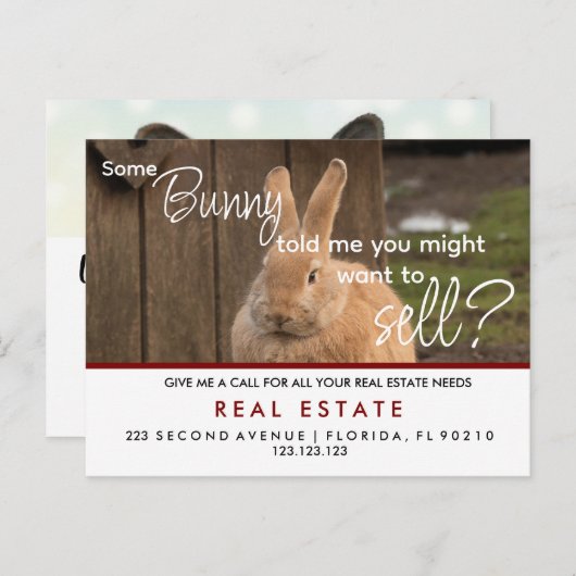 bunny referrals onroerend goed easter aankondigingskaart (Voorkant / Achterkant)