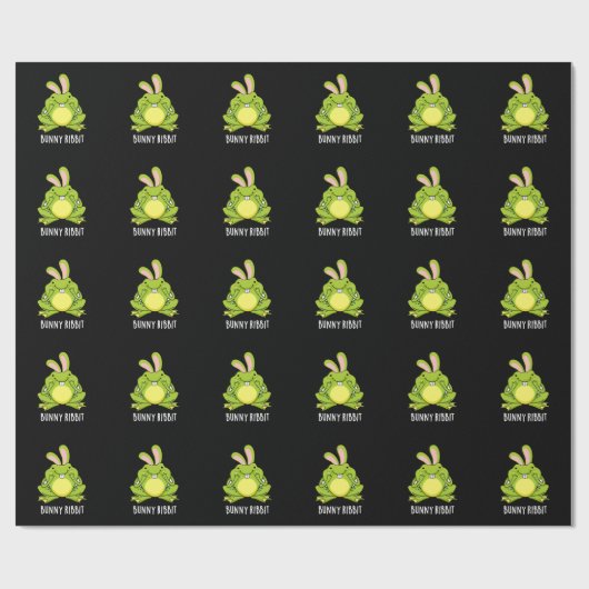 Bunny Ribbit Funny Rabbit Frog Pun Dark BG Cadeaupapier (Vlak)