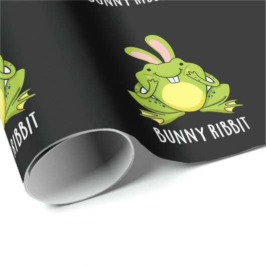 Bunny Ribbit Funny Rabbit Frog Pun Dark BG Cadeaupapier (Rol Hoek)