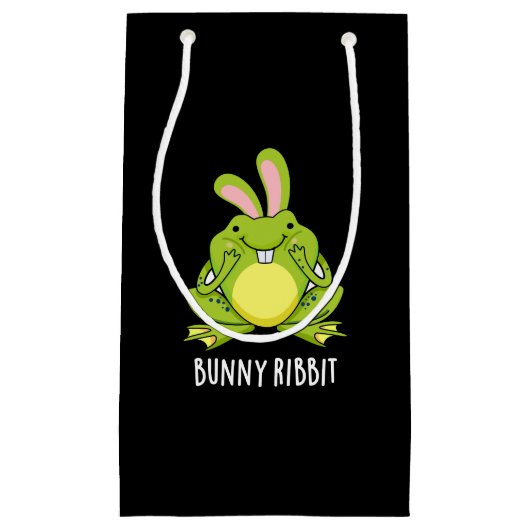 Bunny Ribbit Funny Rabbit Frog Pun Dark BG Klein Cadeauzakje (Voorkant)