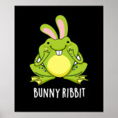Bunny Ribbit Funny Rabbit Frog Pun Dark BG Poster (Voorkant)