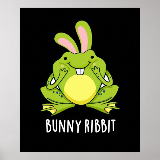 Bunny Ribbit Funny Rabbit Frog Pun Dark BG Poster (Voorkant)