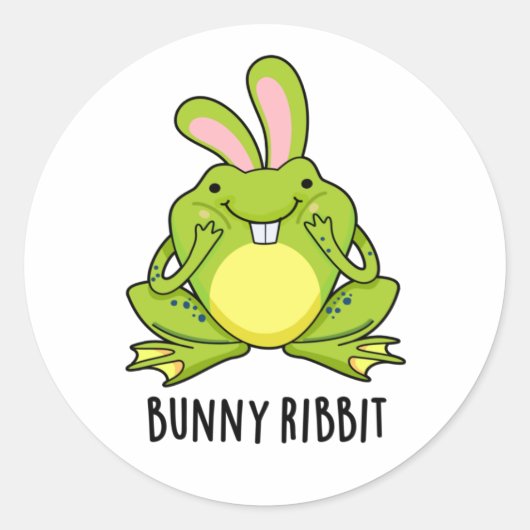 Bunny Ribbit Funny Rabbit Frog Pun Ronde Sticker (Voorkant)