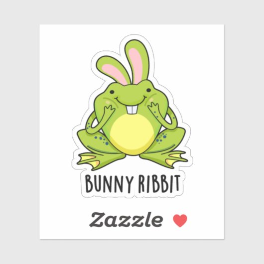 Bunny Ribbit Funny Rabbit Frog Pun Sticker (Vel)