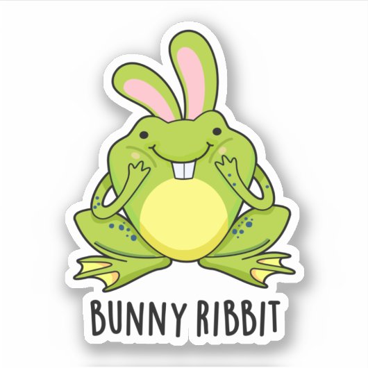 Bunny Ribbit Funny Rabbit Frog Pun Sticker (Voorkant)