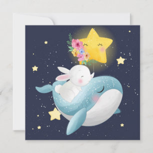Bunny Riding A Whale Holiday Kaart