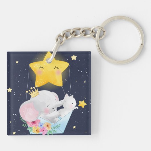 Bunny Riding A Whale Sleutelhanger (Achterkant)