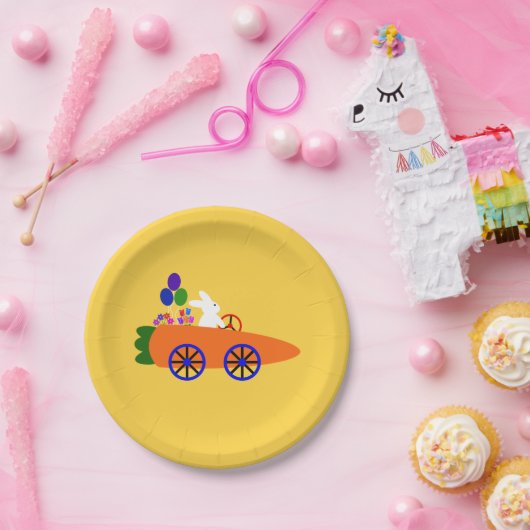 Bunny Riding Carrot Auto #2 Bord papier (Feest)