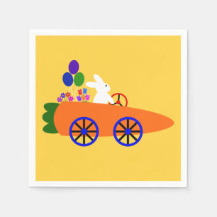 Bunny Riding Carrot Car 2 Napkins Servet