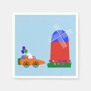 Bunny Riding Carrot Car #4 Napkins Servet