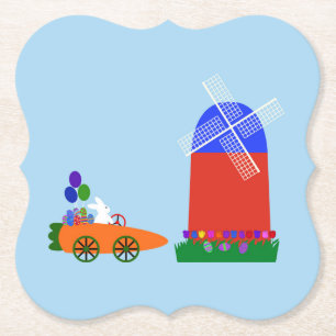 Bunny Riding Carrot Car #4 Paper Onderzetter