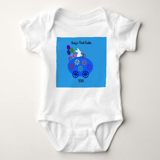 Bunny Riding Egg Car #2 Baby Bodysuit (Voorkant)
