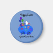Bunny Riding Egg Car #3 Round Magnet (Voorkant)