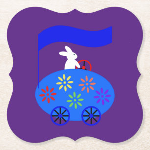 Bunny Riding Egg Onderzetter #1 Papier