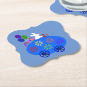 Bunny Riding Egg Onderzetter #2 Papier (Gekanteld)