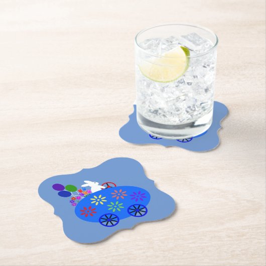 Bunny Riding Egg Onderzetter #2 Papier (Insitu)