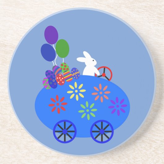 Bunny Riding Egg Onderzetter #3 (Voorkant)