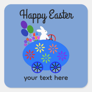 Bunny Riding Egg Sticker #2-2