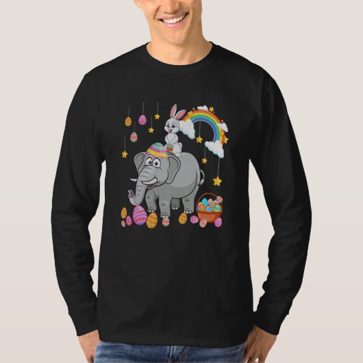 Bunny Riding Elephant Easter Day Costume Hunting E T-shirt (Voorkant)